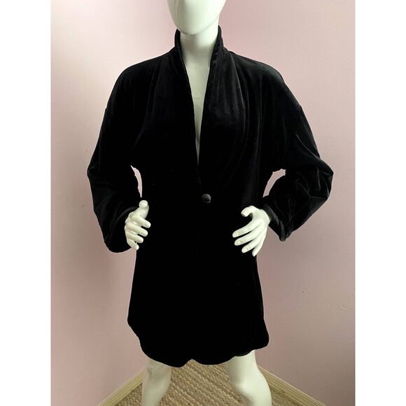 VTG Victoria’s Secret Collection Velvet Duster Coat Jacket MEDIUM Chinoiserie - Picture 1 of 13